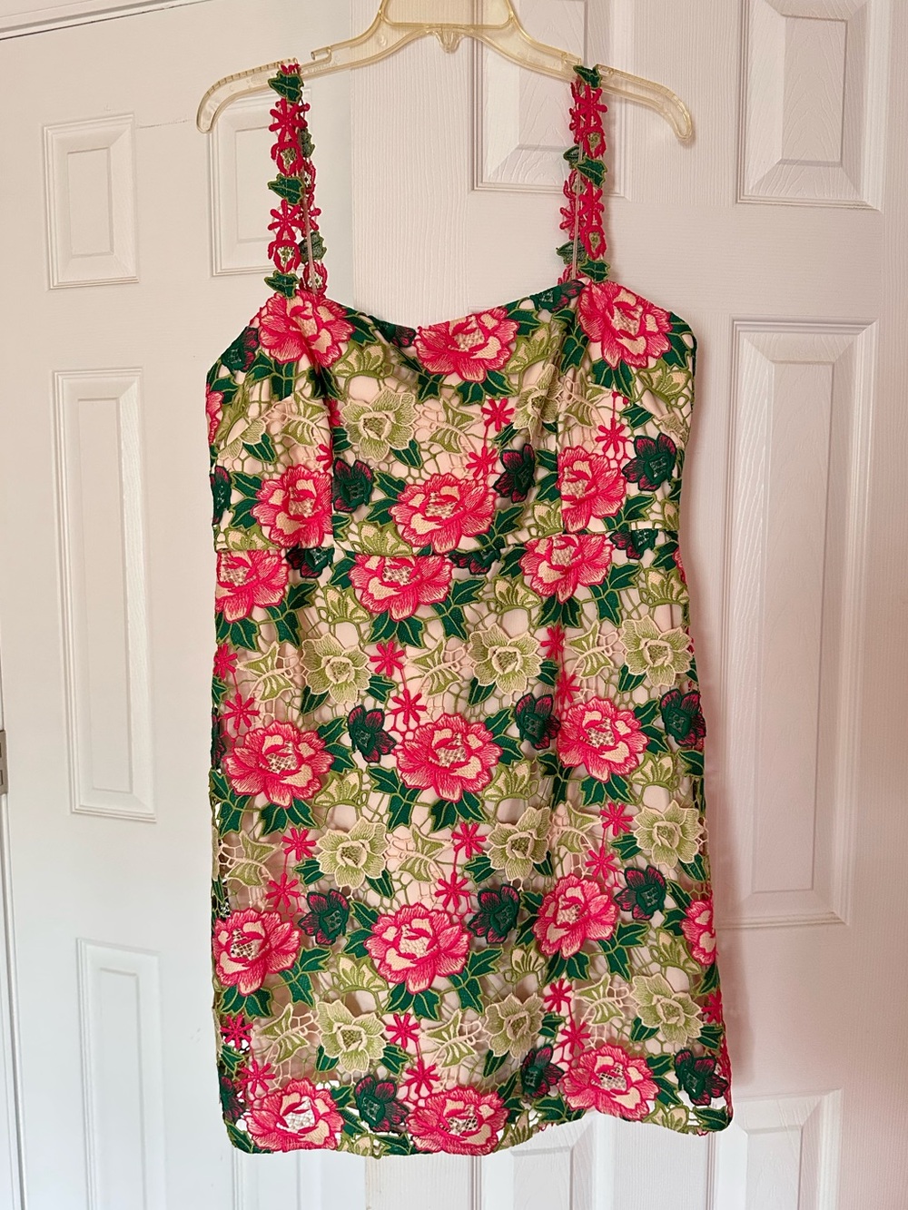 Adriana Papell Floral Embroidered Dress Pink Green New with Tags size 16
